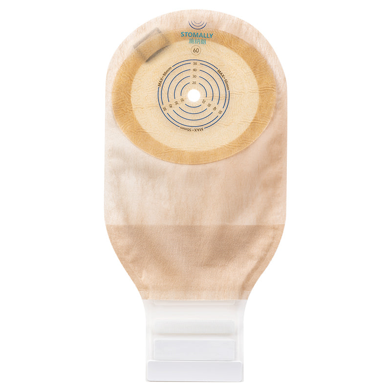 STOMALLY filtered one-piece drainable ostomy pouch, model 18676E, 600 mL with cut-to-fit barrier