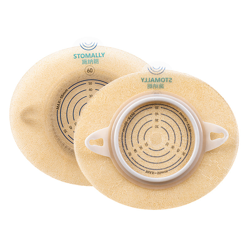 STOMALLY flat cut-to-fit ostomy skin barrier, model 32561S, 10–55 mm opening with 60 mm coupling