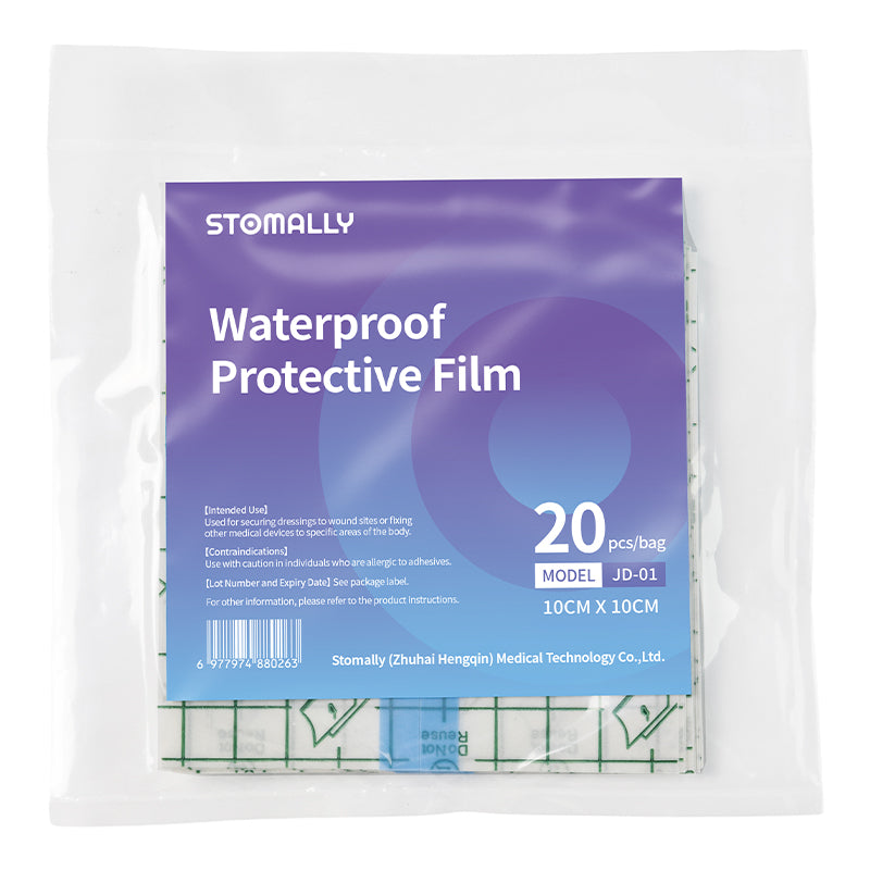 STOMALLY cuttable waterproof breathable PU-film tape for ostomy care, models JD-01 and JD-05