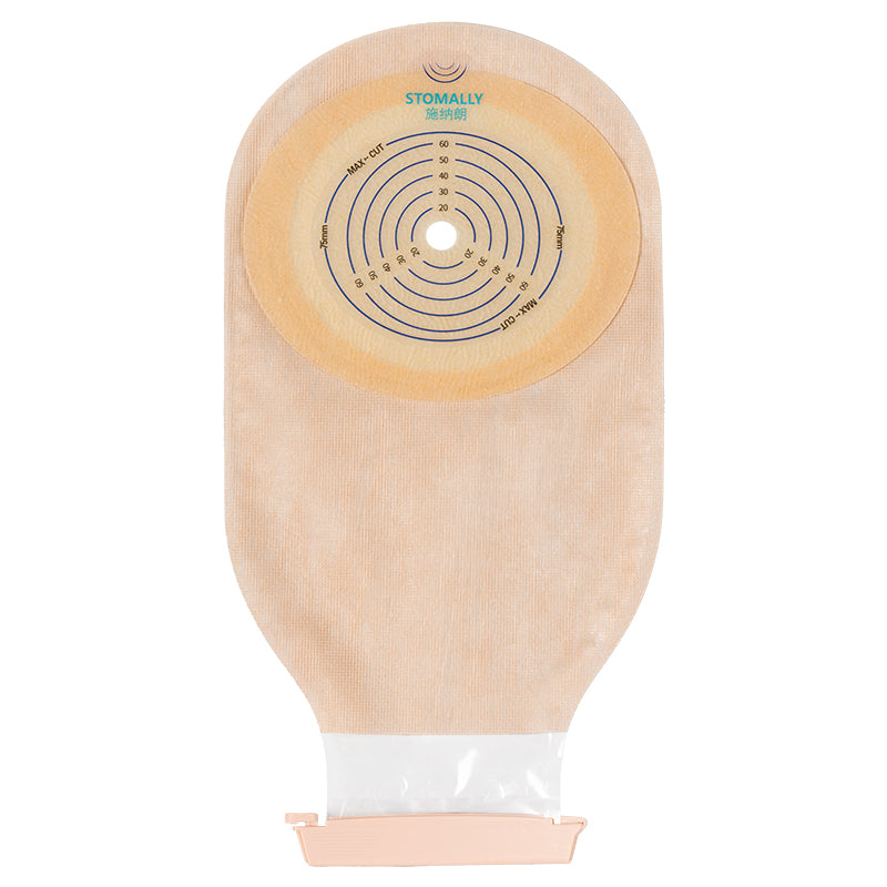 STOMALLY one-piece drainable ostomy pouch with reusable tail clip, model 12276E, 600 mL