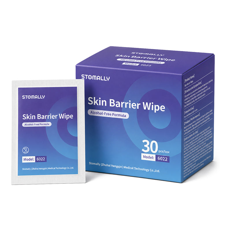 STOMALLY individually wrapped alcohol-free ostomy skin barrier wipe, model 6022